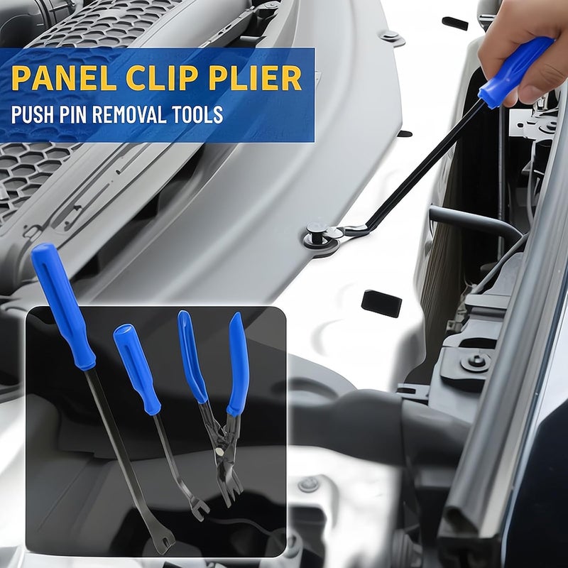 DWH 18 Pcs Precision Pick and Hooks Set, Trim Removal Tool Kit with Scraper Telescoping Magnetic Pickup Tool Panel Clip Plier Fastener Remover, Metal Plastic Trim Tools, Automotive Mechanic Bag, Blue - Image 5